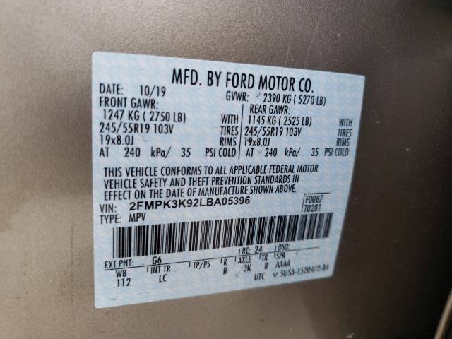 Photo 9 VIN: 2FMPK3K92LBA05396 - FORD EDGE TITAN 