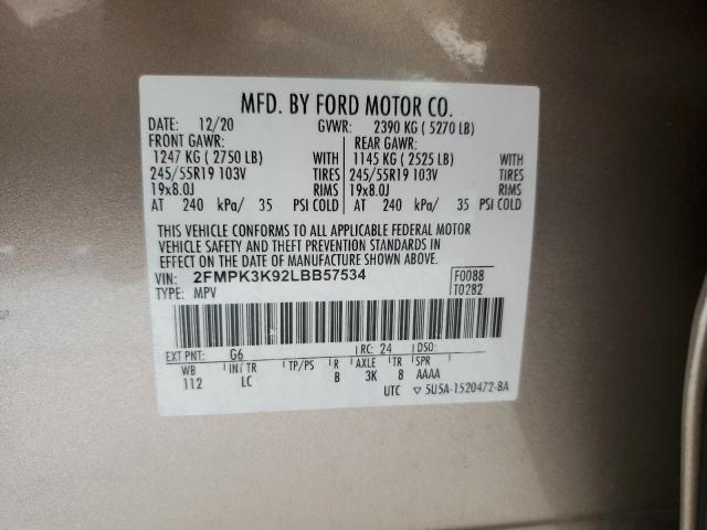 Photo 12 VIN: 2FMPK3K92LBB57534 - FORD EDGE 