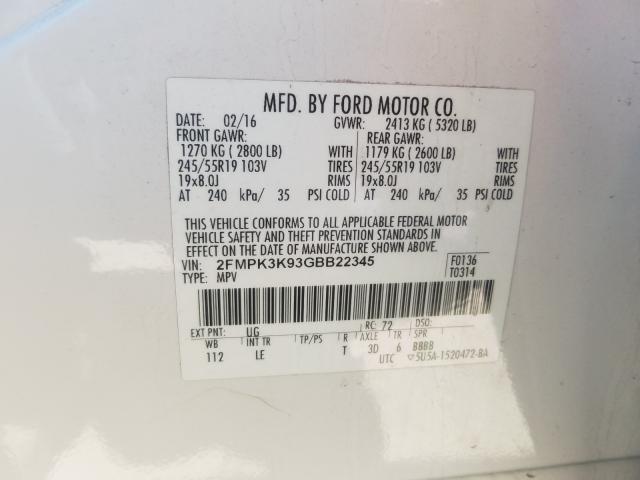 Photo 9 VIN: 2FMPK3K93GBB22345 - FORD EDGE 