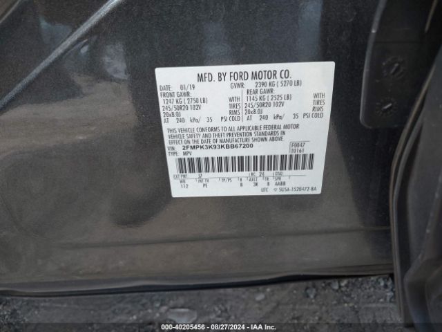 Photo 8 VIN: 2FMPK3K93KBB67200 - FORD EDGE 