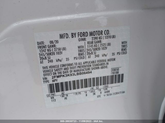 Photo 8 VIN: 2FMPK3K93LBB06494 - FORD EDGE 