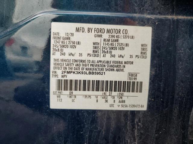 Photo 11 VIN: 2FMPK3K93LBB59521 - FORD EDGE TITAN 