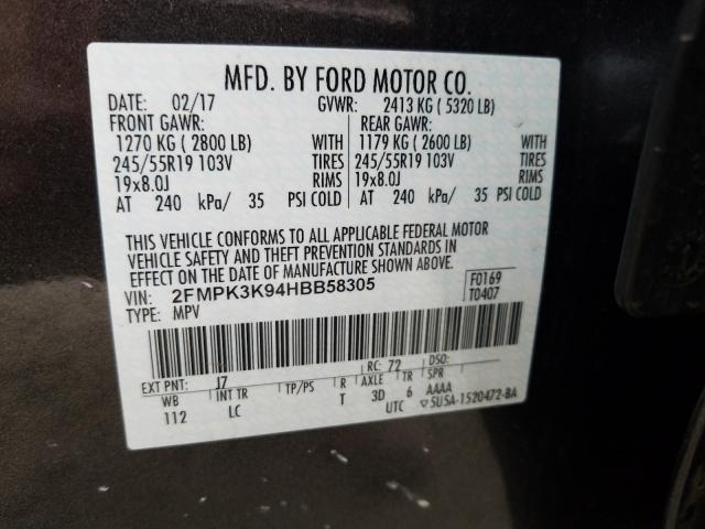 Photo 9 VIN: 2FMPK3K94HBB58305 - FORD EDGE 