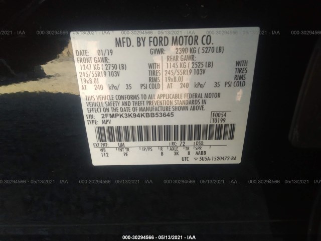 Photo 8 VIN: 2FMPK3K94KBB53645 - FORD EDGE 