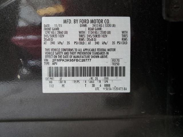 Photo 12 VIN: 2FMPK3K95FBC28777 - FORD EDGE TITAN 