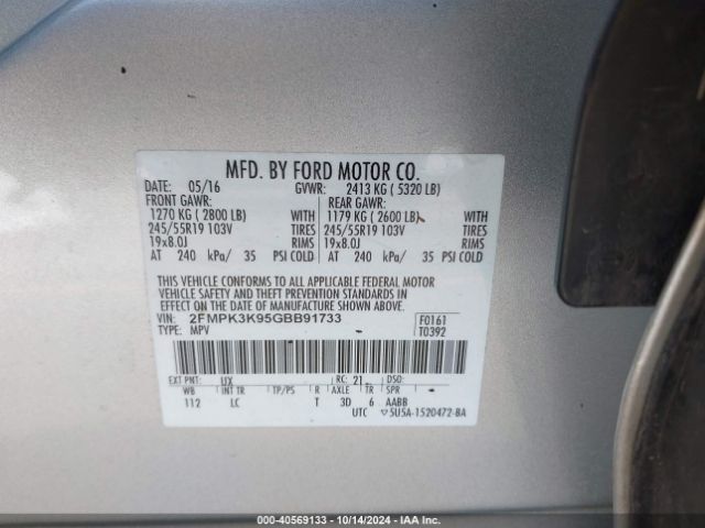 Photo 8 VIN: 2FMPK3K95GBB91733 - FORD EDGE 