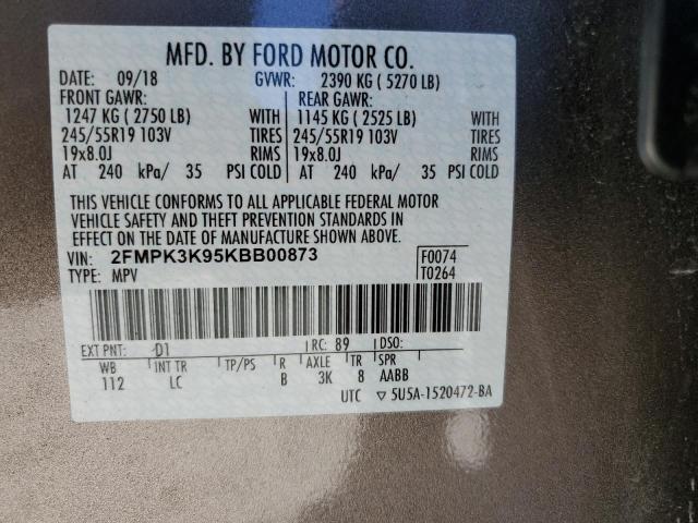 Photo 13 VIN: 2FMPK3K95KBB00873 - FORD EDGE TITAN 