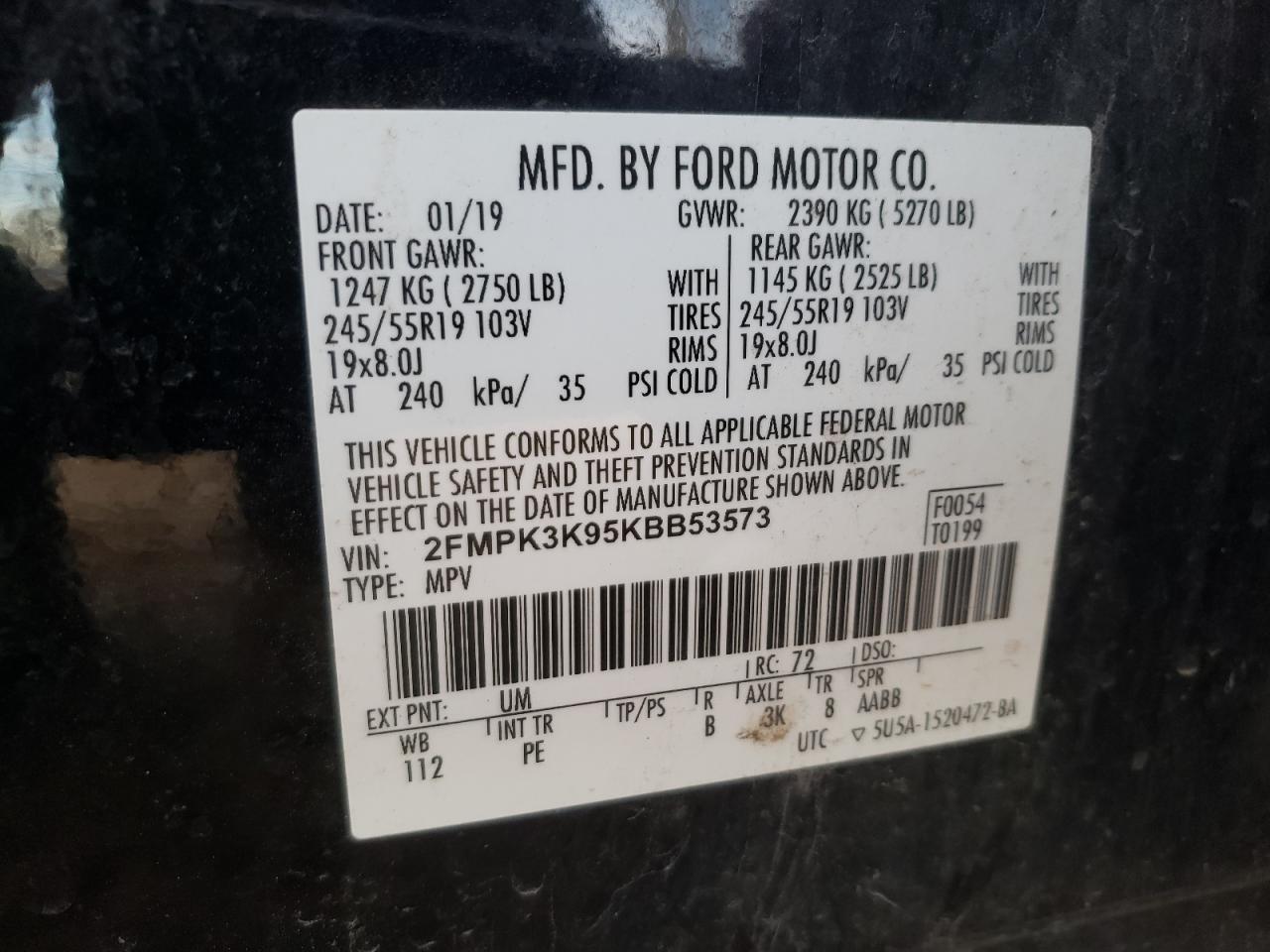 Photo 12 VIN: 2FMPK3K95KBB53573 - FORD EDGE 