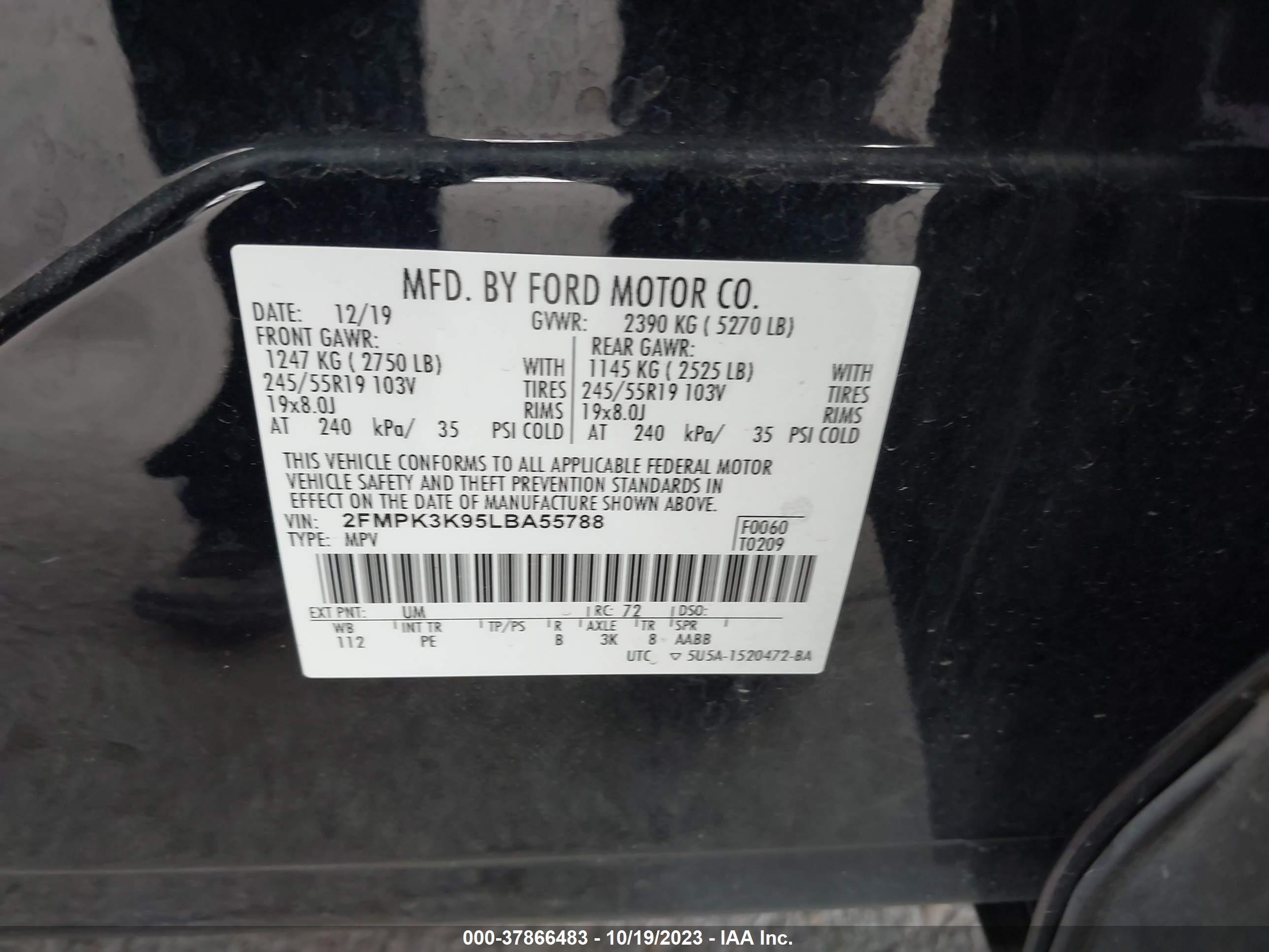 Photo 8 VIN: 2FMPK3K95LBA55788 - FORD EDGE 