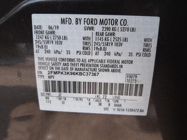 Photo 9 VIN: 2FMPK3K96KBC37367 - FORD EDGE TITAN 