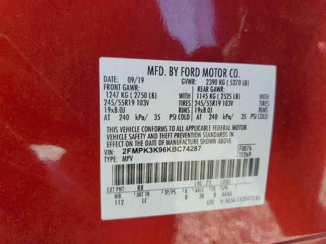 Photo 12 VIN: 2FMPK3K96KBC74287 - FORD EDGE 