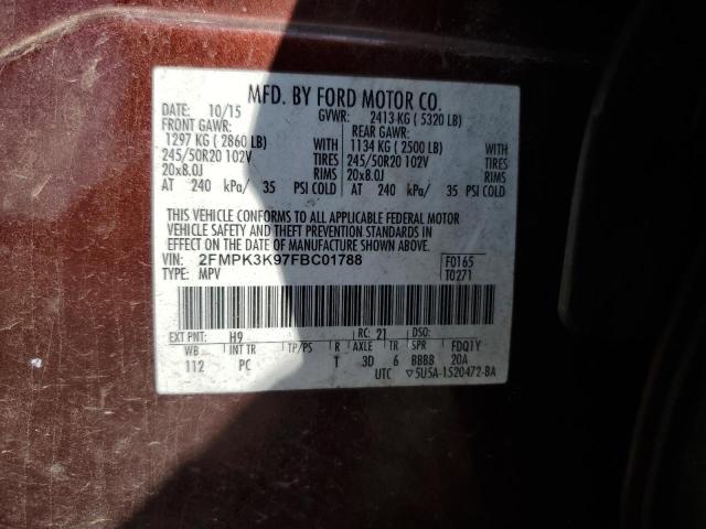 Photo 12 VIN: 2FMPK3K97FBC01788 - FORD EDGE 