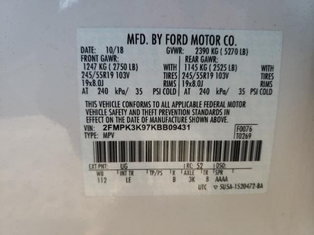 Photo 9 VIN: 2FMPK3K97KBB09431 - FORD EDGE 