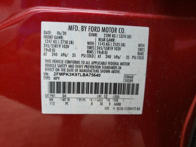 Photo 9 VIN: 2FMPK3K97LBA75640 - FORD EDGE TITAN 