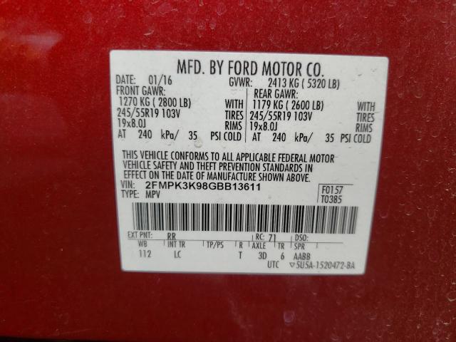 Photo 9 VIN: 2FMPK3K98GBB13611 - FORD EDGE 