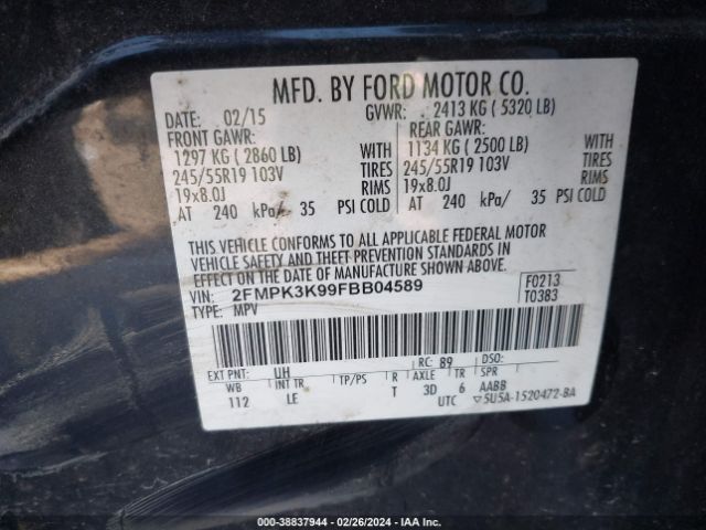 Photo 8 VIN: 2FMPK3K99FBB04589 - FORD EDGE 