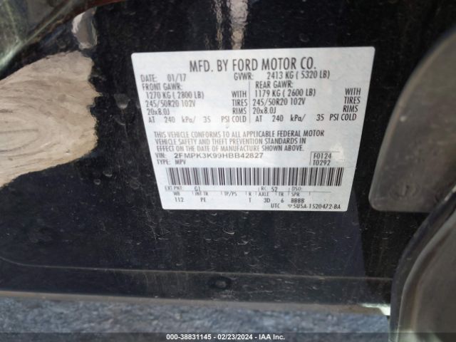 Photo 8 VIN: 2FMPK3K99HBB42827 - FORD EDGE 