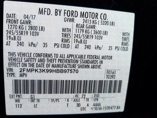 Photo 9 VIN: 2FMPK3K99HBB97570 - FORD EDGE TITAN 