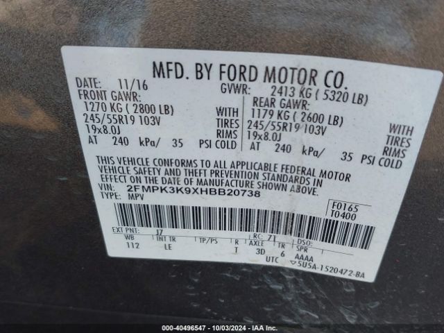 Photo 8 VIN: 2FMPK3K9XHBB20738 - FORD EDGE 