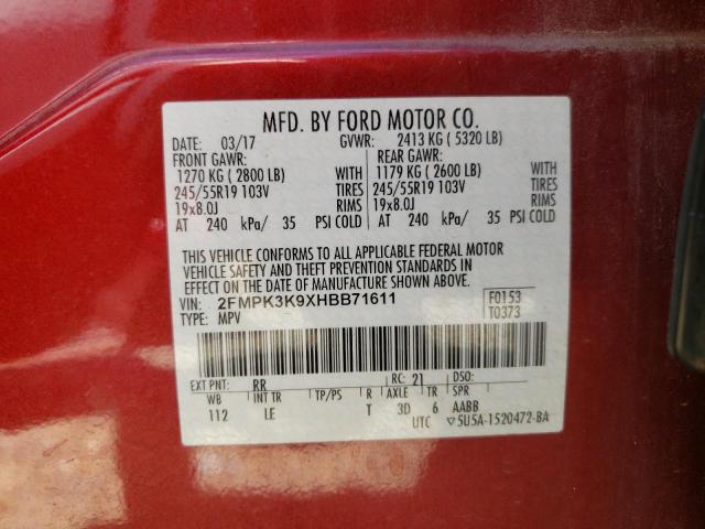 Photo 12 VIN: 2FMPK3K9XHBB71611 - FORD EDGE 