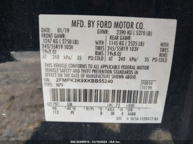 Photo 8 VIN: 2FMPK3K9XKBB55240 - FORD EDGE 