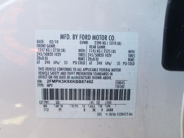 Photo 9 VIN: 2FMPK3K9XKBB87492 - FORD EDGE TITAN 