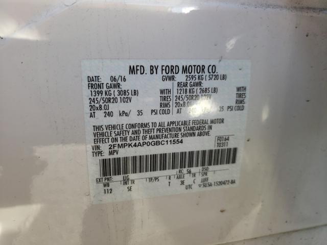 Photo 9 VIN: 2FMPK4AP0GBC11554 - FORD EDGE SPORT 