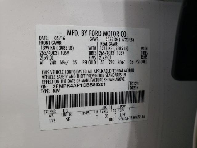 Photo 12 VIN: 2FMPK4AP1GBB86261 - FORD EDGE 