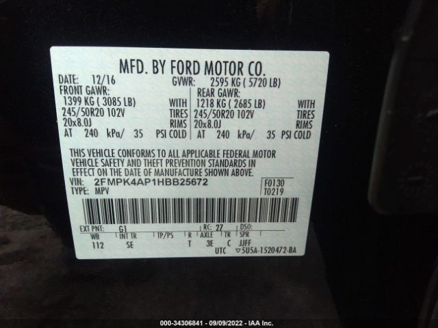 Photo 8 VIN: 2FMPK4AP1HBB25672 - FORD EDGE 