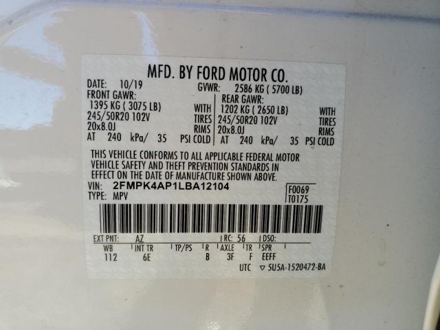 Photo 13 VIN: 2FMPK4AP1LBA12104 - FORD EDGE 