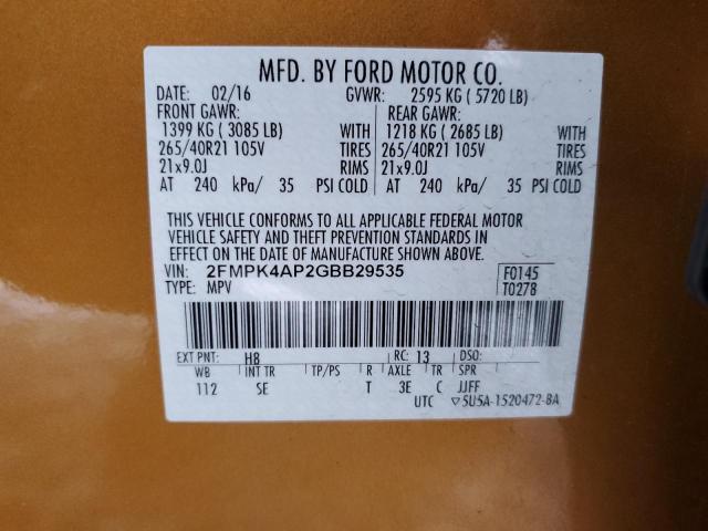 Photo 12 VIN: 2FMPK4AP2GBB29535 - FORD EDGE 