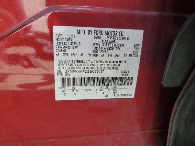 Photo 12 VIN: 2FMPK4AP2GBC63087 - FORD EDGE 