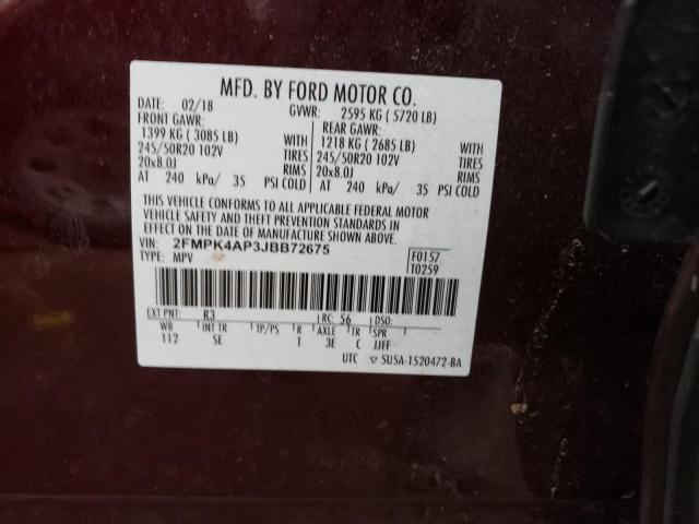 Photo 12 VIN: 2FMPK4AP3JBB72675 - FORD EDGE SPORT 