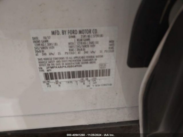 Photo 8 VIN: 2FMPK4AP4JBB04109 - FORD EDGE 