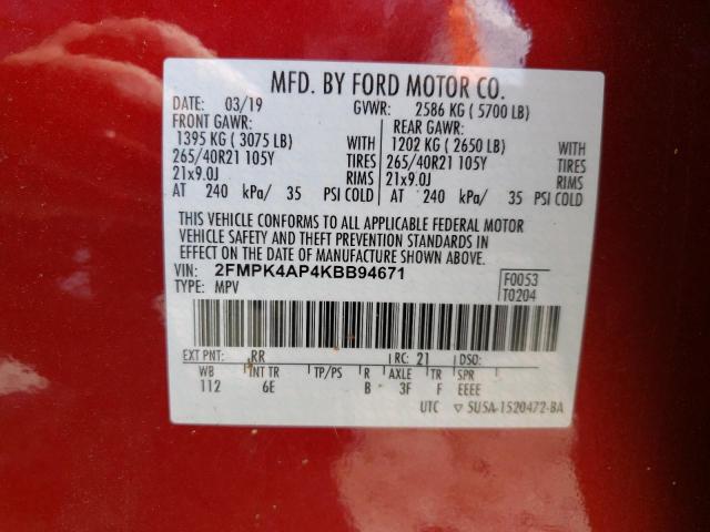 Photo 13 VIN: 2FMPK4AP4KBB94671 - FORD EDGE ST 