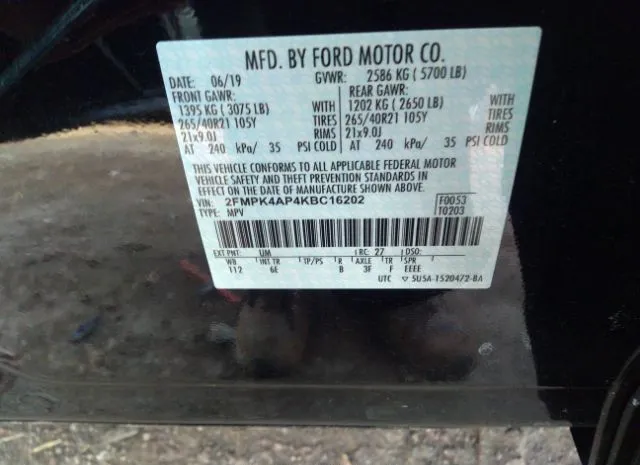 Photo 8 VIN: 2FMPK4AP4KBC16202 - FORD EDGE 