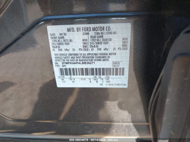 Photo 8 VIN: 2FMPK4AP4LBB36271 - FORD EDGE 