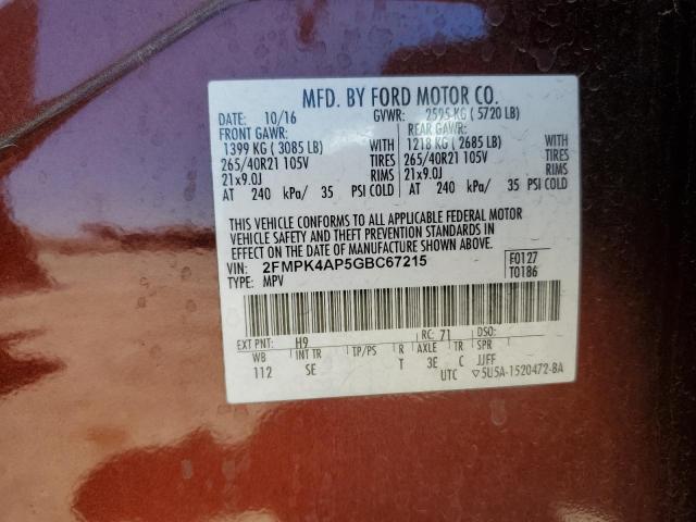 Photo 12 VIN: 2FMPK4AP5GBC67215 - FORD EDGE 