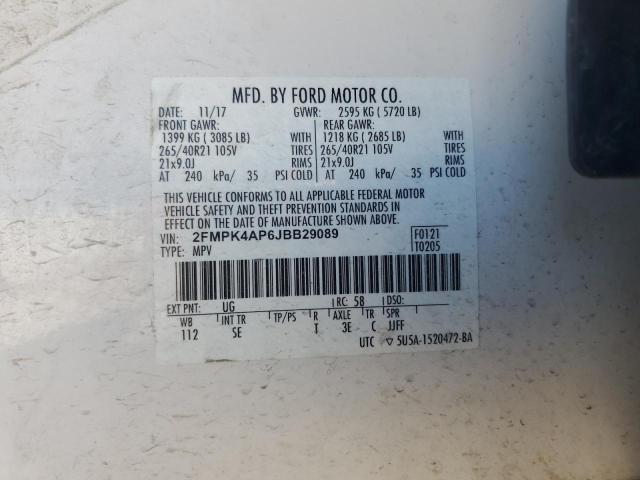 Photo 12 VIN: 2FMPK4AP6JBB29089 - FORD EDGE 