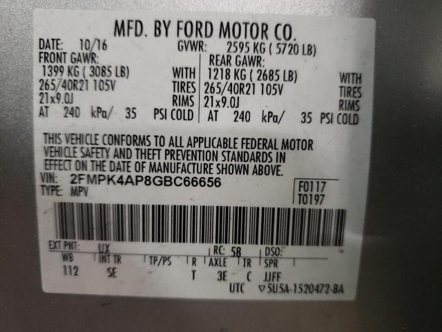 Photo 12 VIN: 2FMPK4AP8GBC66656 - FORD EDGE SPORT 