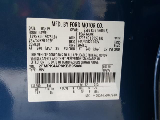 Photo 9 VIN: 2FMPK4AP8KBB95886 - FORD EDGE ST 