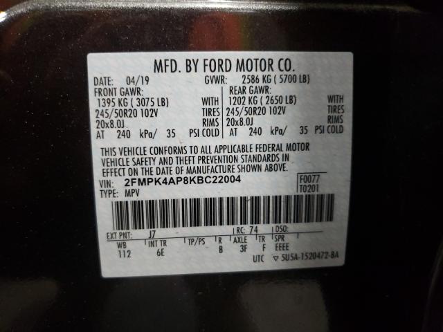 Photo 9 VIN: 2FMPK4AP8KBC22004 - FORD EDGE ST 