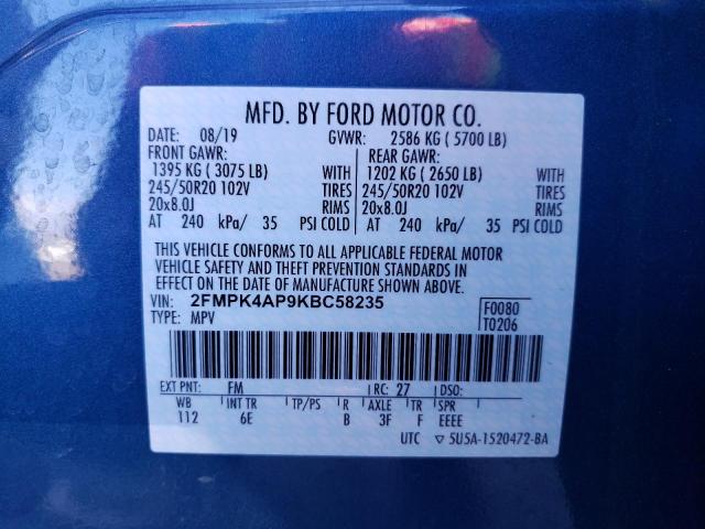 Photo 9 VIN: 2FMPK4AP9KBC58235 - FORD EDGE ST 