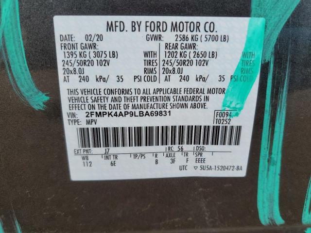 Photo 9 VIN: 2FMPK4AP9LBA69831 - FORD EDGE ST 