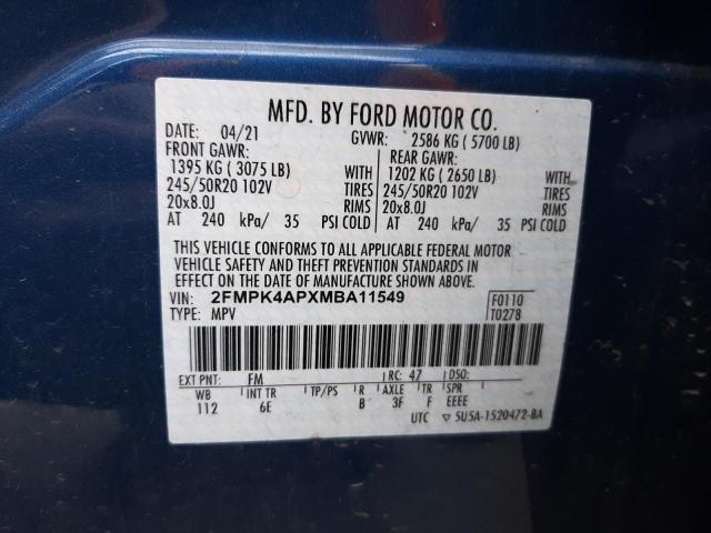 Photo 9 VIN: 2FMPK4APXMBA11549 - FORD EDGE ST 