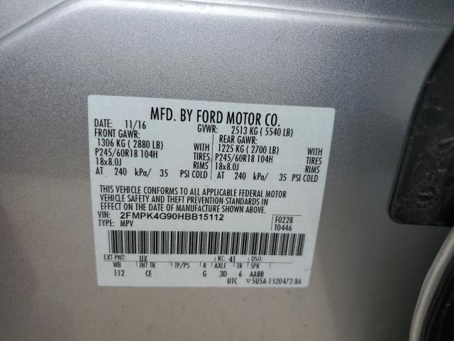 Photo 12 VIN: 2FMPK4G90HBB15112 - FORD EDGE 