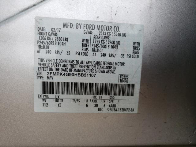 Photo 9 VIN: 2FMPK4G90HBB51107 - FORD EDGE SE 