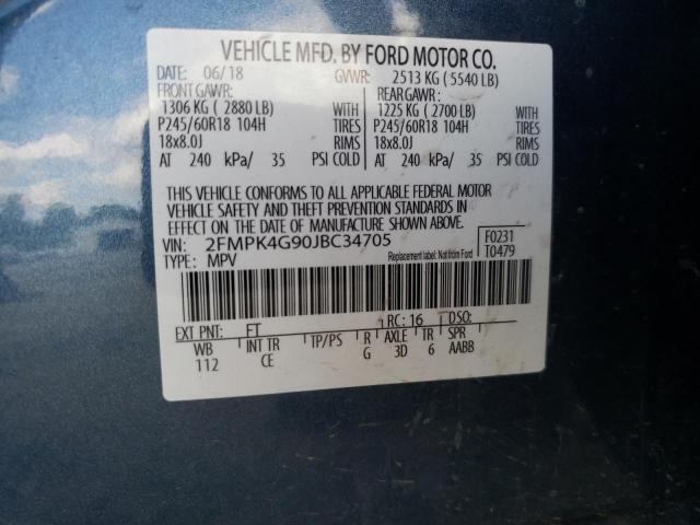 Photo 9 VIN: 2FMPK4G90JBC34705 - FORD EDGE SE 