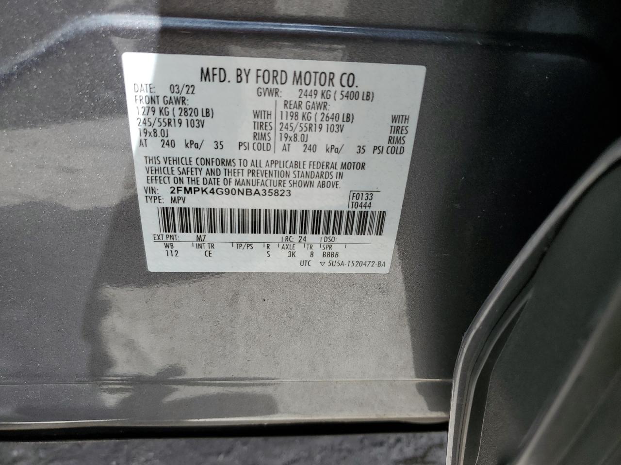 Photo 13 VIN: 2FMPK4G90NBA35823 - FORD EDGE 