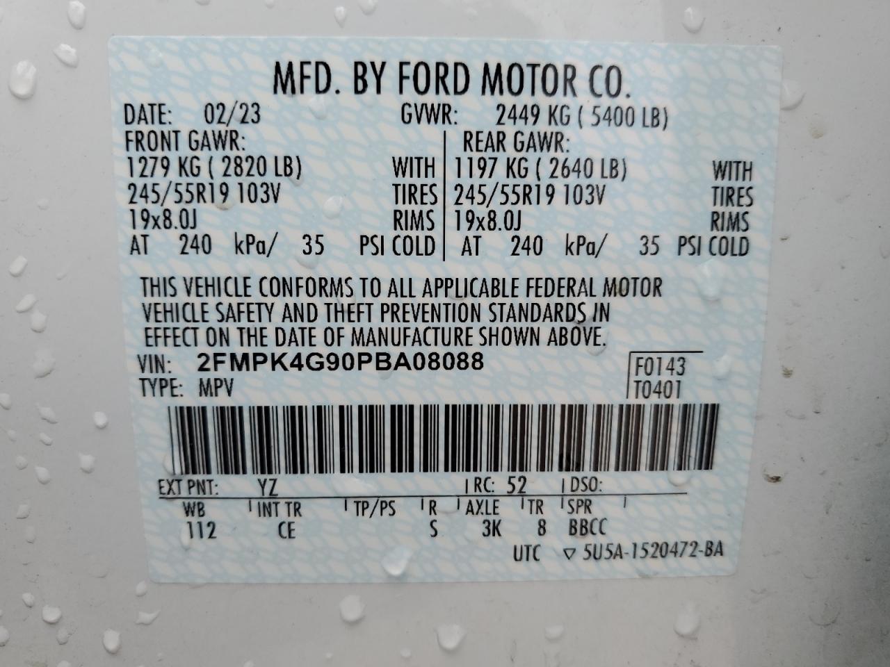 Photo 12 VIN: 2FMPK4G90PBA08088 - FORD EDGE 